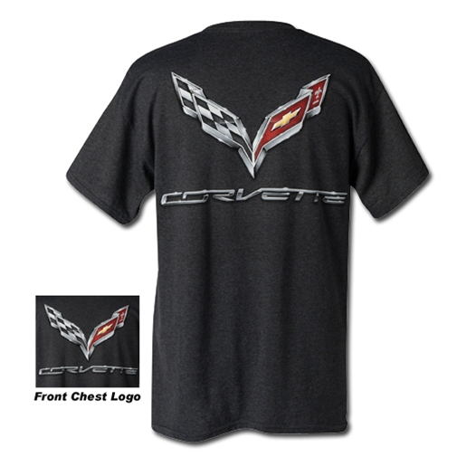 C7 Corvette Logo Flag T-Shirt : Charcoal Heather 2014