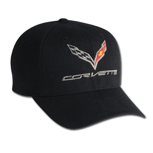 C7 Corvette Logo Flex Fit Pro Performance Fitted Cap : Black - 2014+
