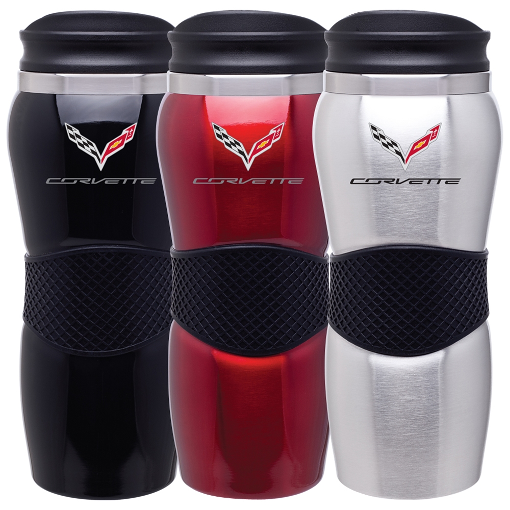 C7 Logo Corvette Maui Gripper Tumbler - Black, Stainless Steel or Red : 2014+