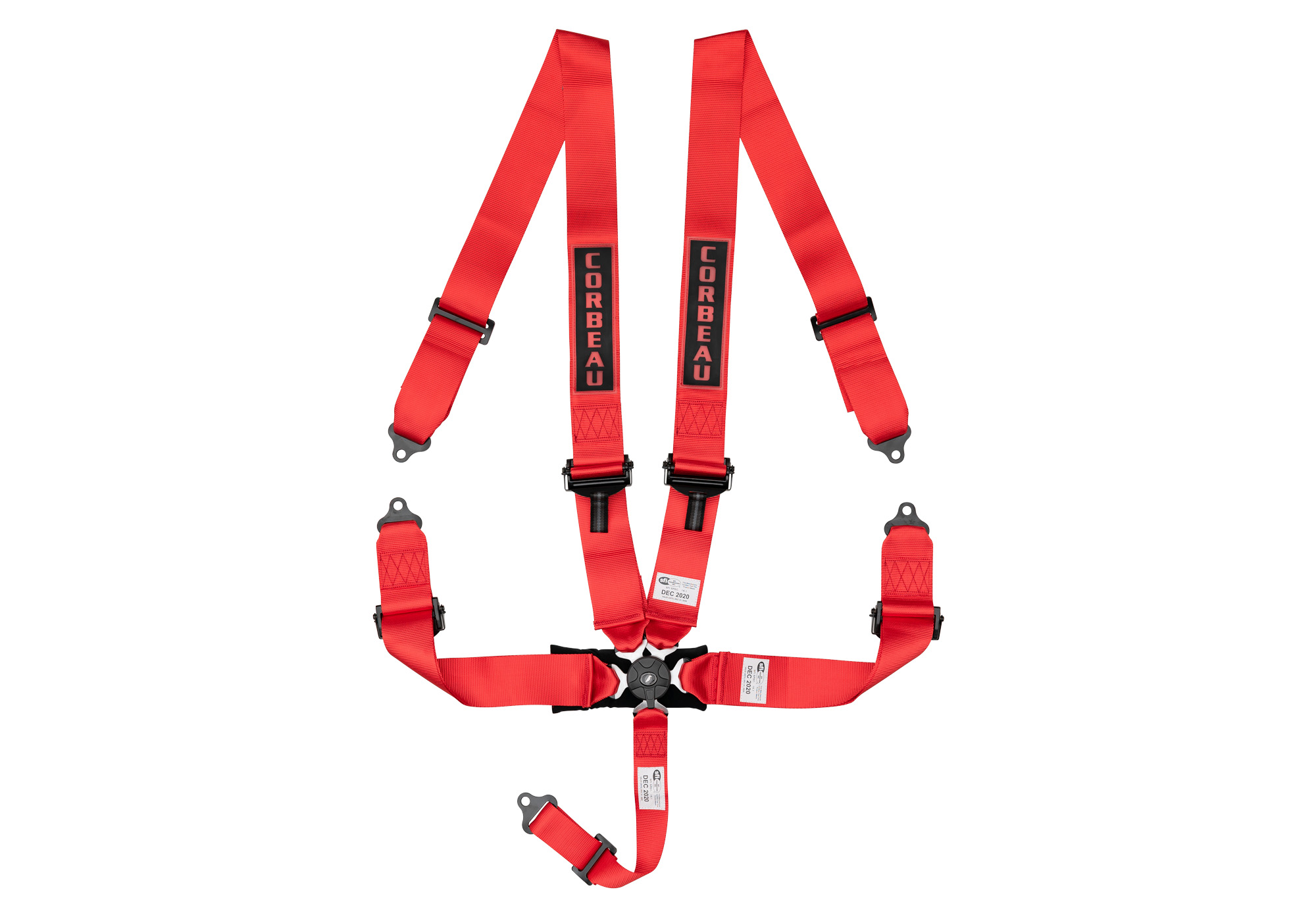 Corbeau 3-Inch Racing Harness Belts, Red 5-Point Camlock, 53007B