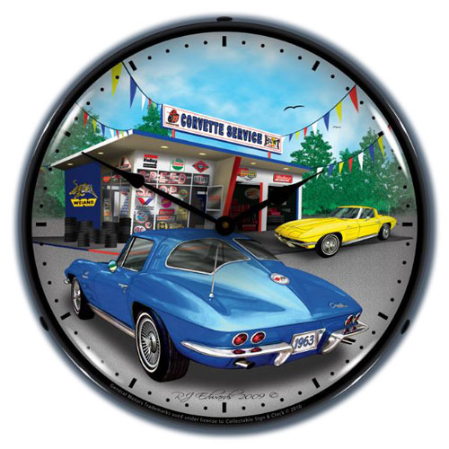 1963 Corvette Back Lit Clock Made in the USA  -GMRE911230