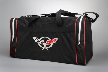 Corvette C5 Flag Logo Black Duffel Bag with Embroidered Emblem