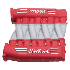 Edelbrock Manifold, Chevy LS, LS3 Cross Ram, with Red Plenums, Part# 7141