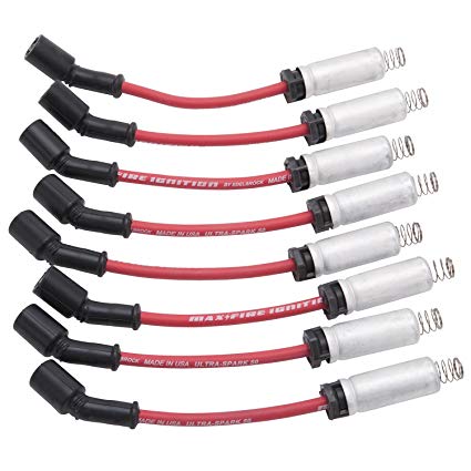 Edelbrock SPARK PLUG WIRE SET, LS KIT w/METAL SLEEVES, 99-15 50 ohm RESISTANCE RED WIRE (SET OF 8), Part# 22715