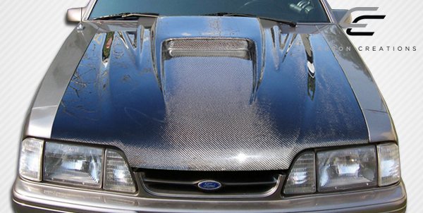 1987-1993 Ford Mustang Carbon Creations Spyder3 Hood - 1 Piece (Overstock)