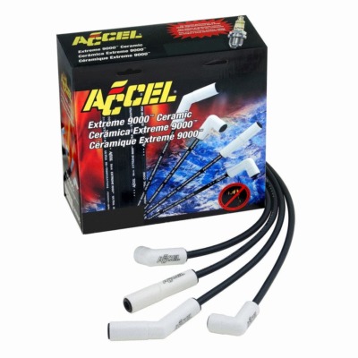 Accel Spark Plug Wire Set, Extreme 9000 Ceramic, Spiral Core, 8 mm, Black, Factory Style Ceramic Plug Boots, GM LS-Series, Kit