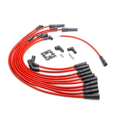 C4 Corvette GM LT-Series Spark Plug Wire Set, Series 50, Spiral Core, 8.5 mm, Red, Straight Plug Boots, HEI Style