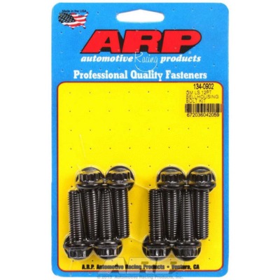 ARP Bellhousing Bolt Kit, 10 mm x 1.50 Thread, 1.375 in Long, 12 Point Head, Washers Included, Chromoly, Black Oxide, GM LS