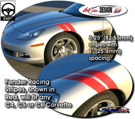 C4 Corvette Precut "Le Mans" Style Racing Fender Graphic Kit