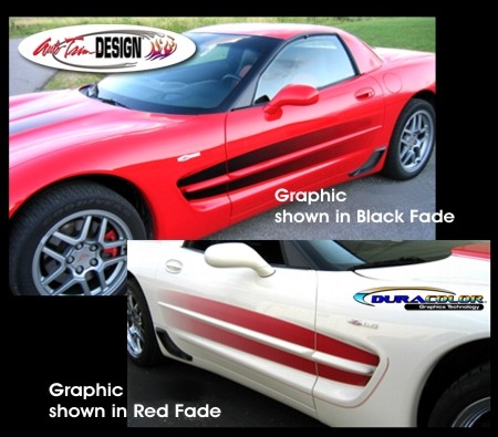 C5 Corvette Body Side Fade Stripe Graphic Kit, Style 3