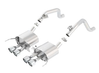 C7 Corvette Stingray 2014-2019 BORLA Rear Exhaust S-Type, 4-1/4 Inch Round Rolled Angle-Cut Long Stainless Steel Tip
