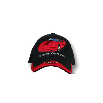 C5 Corvette Blk/Red Car Low Profile Cotton Brushed Twill Hat B&B Tee's -