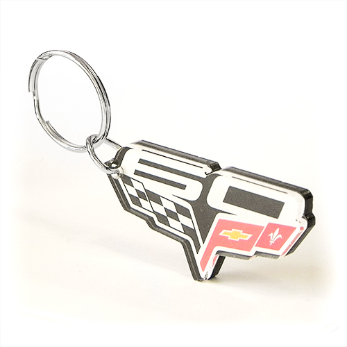 60th Anniversary Corvette Emblem Full Color Acrylic Keychain - Made in USA -BD60KC204