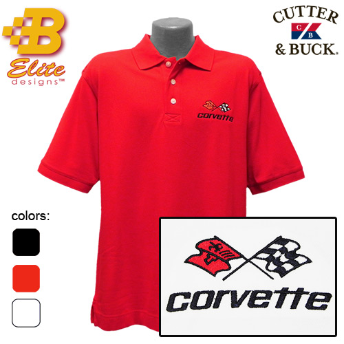 C3 Corvette Embroidered Men's Cutter & Buck Ace Polo Red- Large -BDC3EP8017