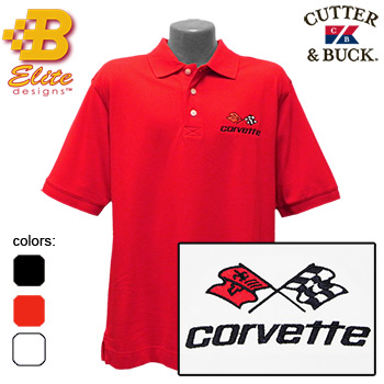 C3 Corvette Embroidered Men's Cutter & Buck Ace Polo Black- Medium -BDC3EP8017