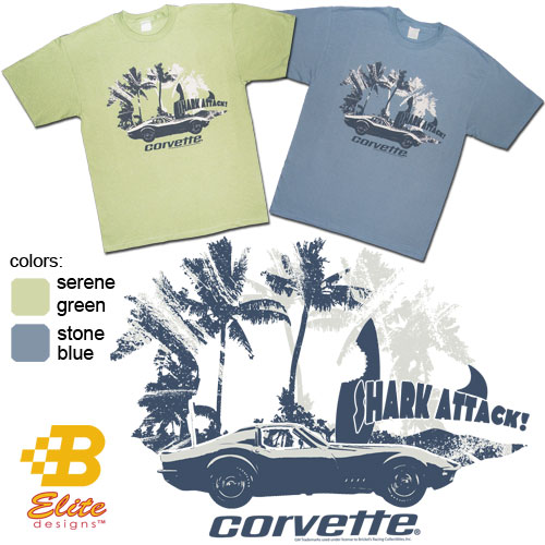 C3 Shark Attack Men's Corvette T-Shirt Serene Green- Large -BDC3ST906