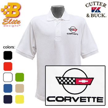C4 Corvette Embroidered Men's Cutter & Buck Ace Polo Black - Medium -BDC4EP8018