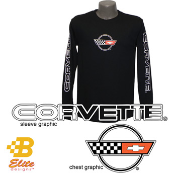C4 Corvette Black Long Sleeved Shirt w/Script on Sleeves BLACK- SMALL -BDC4ST849