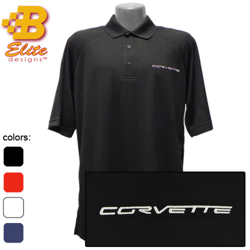 C6 Corvette Script Embroidered Men's Performance Polo Shirt Classic