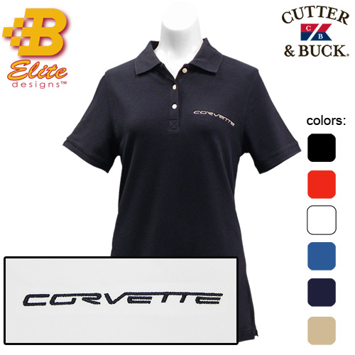 C6 Corvette Script Embroidered Ladies Cutter & Buck Ace Polo Red- Large -BDC6EPL836