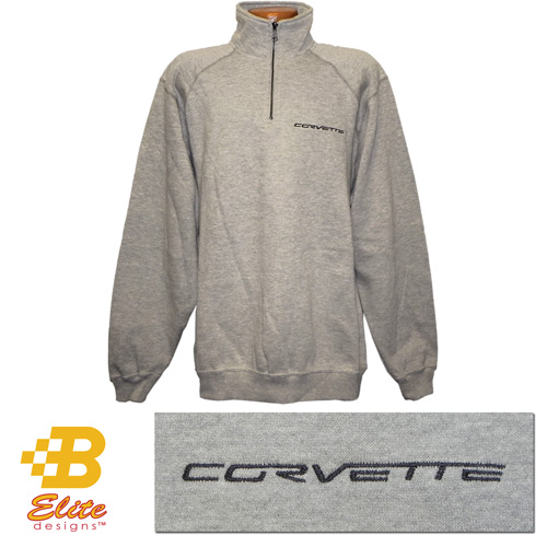 C6 Corvette Script Embrdoidered 1/4 Zip 10 Ounce Sweatshirt