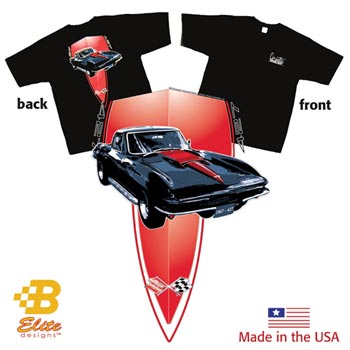 C2 1967 Corvette 'Stinger' on American Made Black Tee Shirt Small -BEC2ST847
