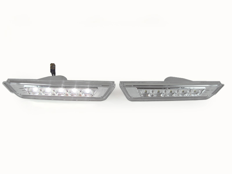 2010-2015 Chevrolet Camaro Front only Crystal White Side Bumper Side Marker Lights with Bulbs