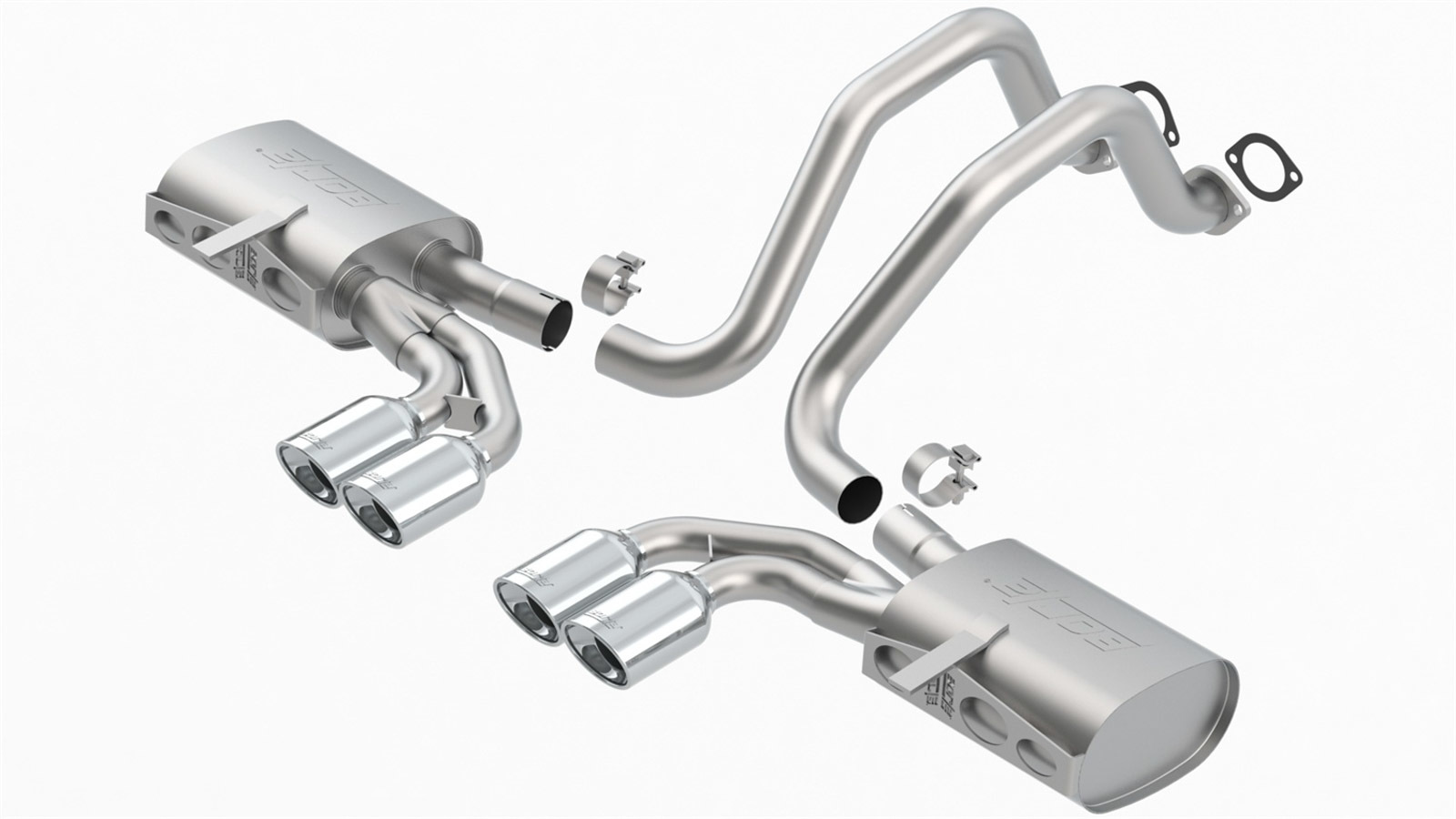 C5 Corvette Borla Exhaust System, S-Type, Cat-Back, 2-1/2 in Intermediate Pipe, 2 in Tailpipe, Stainless Steel