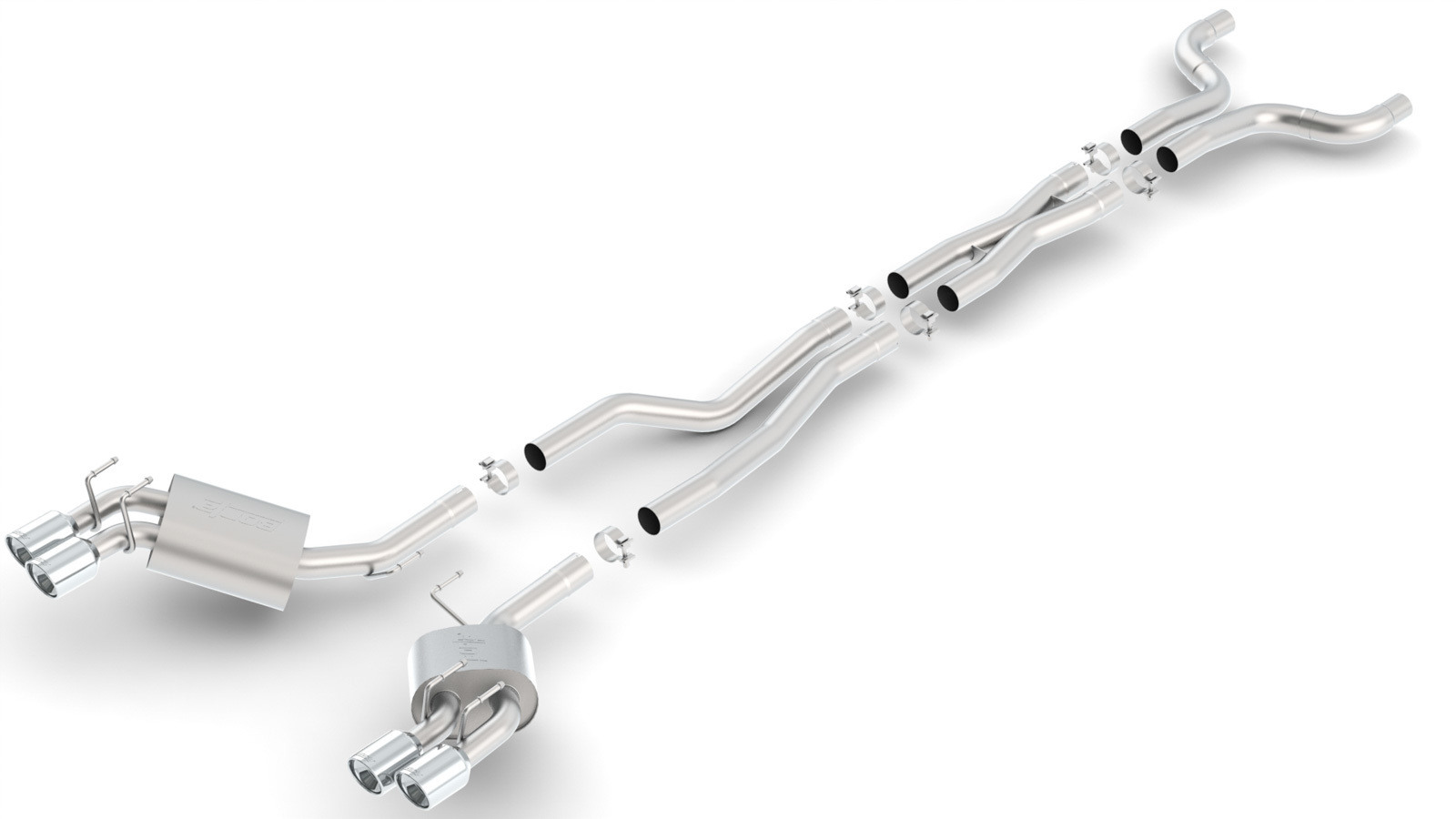 Camaro 2012-15 ZL1 BORLA Exhaust System, S-Type, Cat-Back, 2-3/4 in Tailpipe, 4 in Tips, Stainless, Natural