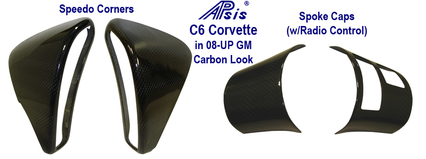 Speedo Corners Pair, 08-09 Carbon Look, C6 Corvette, 2005+ Overlay