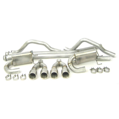 C6 Corvette 2005-13 Exhaust System, Dual Ultra Flo, Cat-Back, 2-1/2 in Tailpipe, Quad Tips, Stainless, Natural