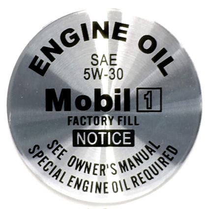 Oil Cap Emblem Round 37.5mm MOBIL 1 5W30 Silver C5 C6 Corvette