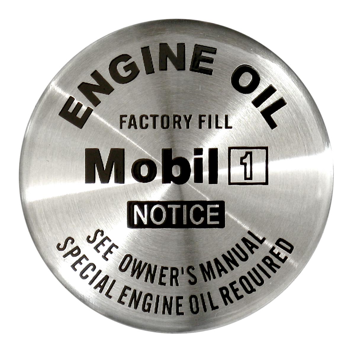 Oil Cap Emblem Round 37.5mm MOBIL 1  Silver C5 C6 Corvette