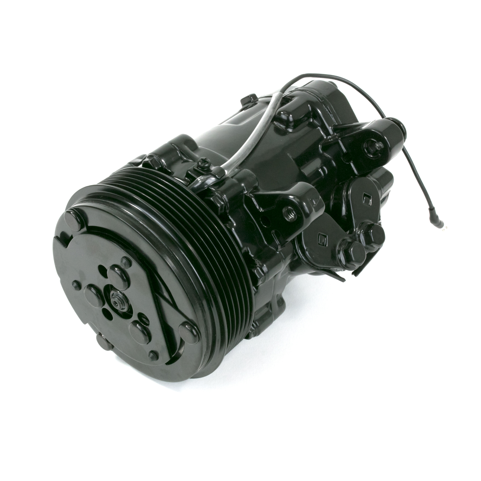 Black Sanden SD-7 Style A/C Compressor with Silver Serpentine Clutch