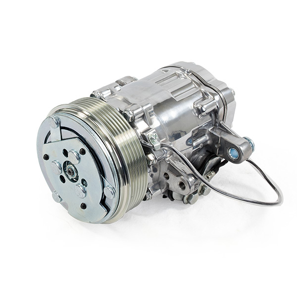 Chrome Sanden SD-7 Style A/C Compressor with Silver Serpentine Clutch