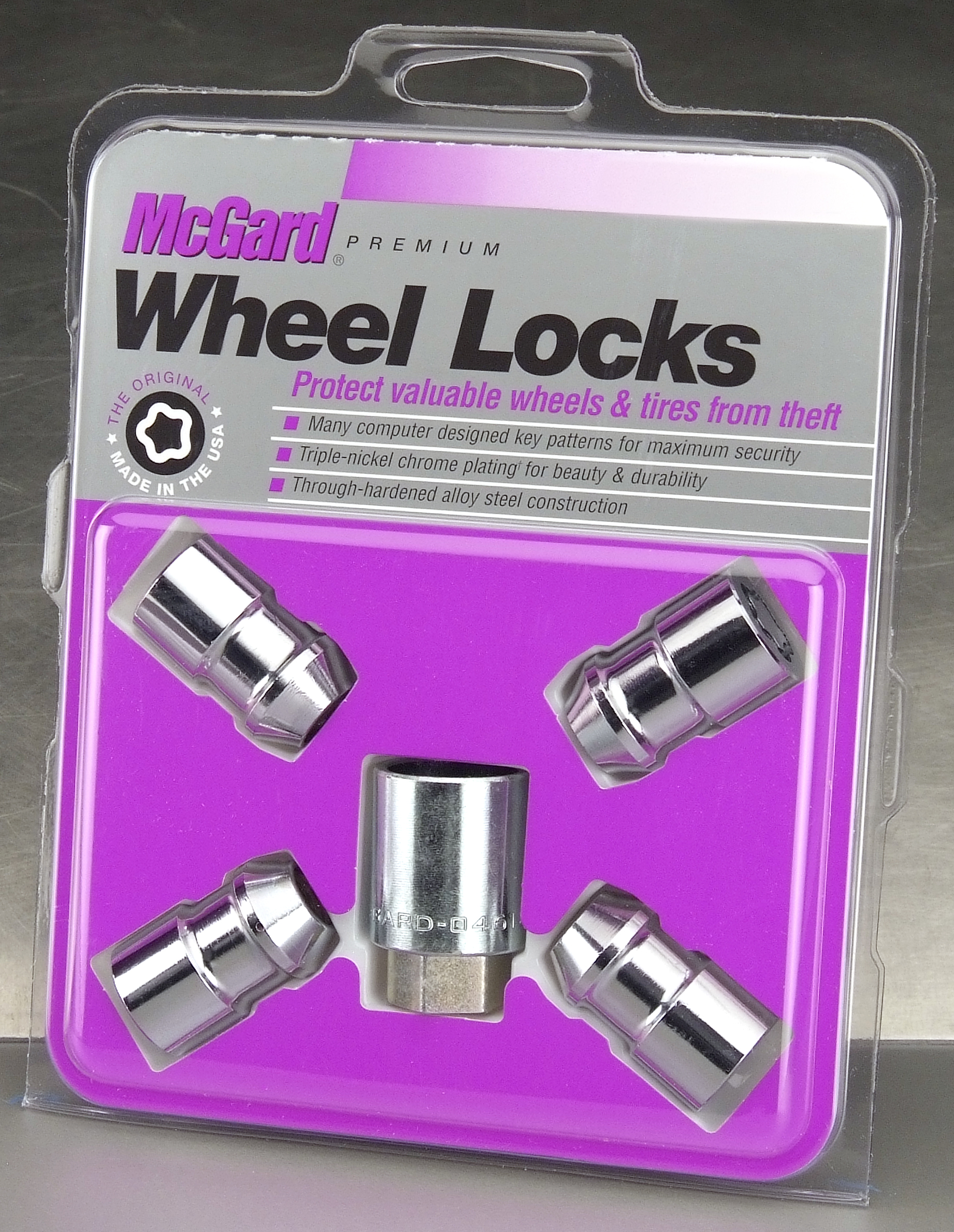 McGard Chrome Cone Seat Wheel Lock Set (M12 x 1.5 Thread Size) Set of 4 Locks and 1 Key Corvette