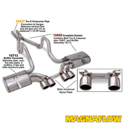C5 Corvette 97-04 Magnaflow High Performance Cat-Back Exhaust System 2-1/2 in Diameter, 4 in Tips, Stainless