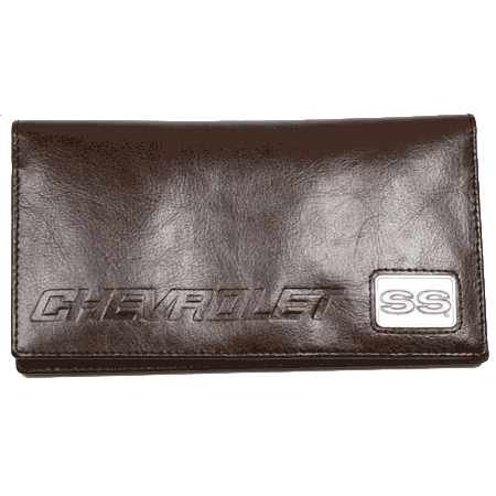 Chevy SS Brown Leather Checkbook Cover By Motorhead Products -MH-1569