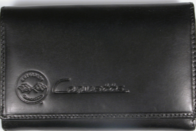 C1 Corvette Black Italian Leather Ladies Clutch Style Wallet By MotorHead Products -MH-1586