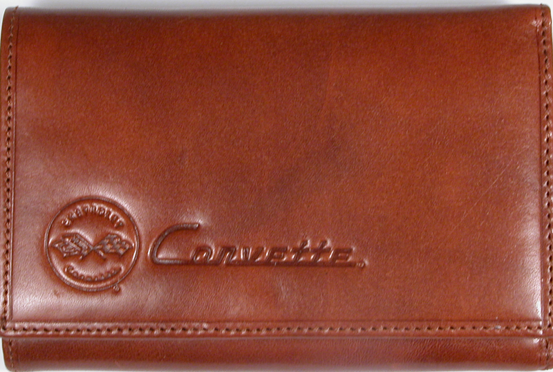 C1 Corvette Brandy Italian Leather Ladies Clutch Style Wallet By MotorHead Products -MH-1589