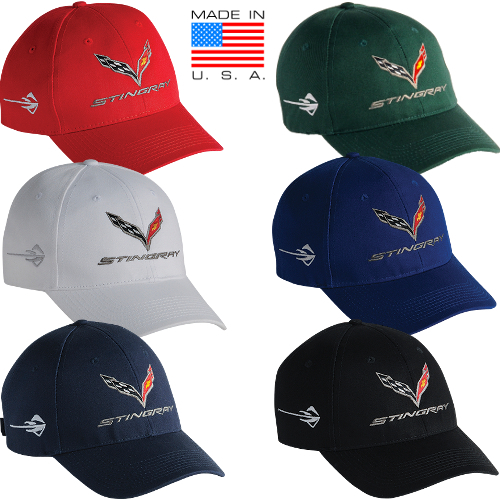 C7 Corvette Stingray Structured Cap, Hat, Embroidered Stingray Logo on Sides