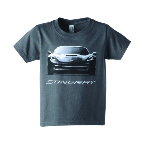 C7 Corvette Kids Stingray front View, T-Shirt, Charcaol