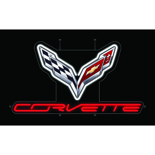 C7 Corvette C7 Flag and Corvette NEON LIT SIGN