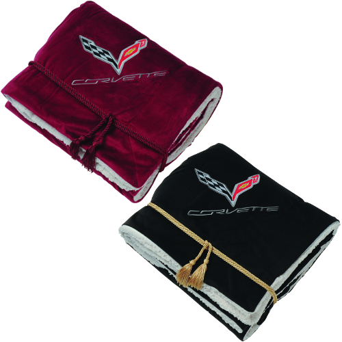 C7 Corvette Logo Lamb's Wool Embroidered Blacket, 50” x 60”.