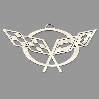 C5 Corvette Crossed Flags Holiday Ornament