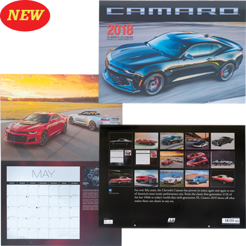2018 Chevrolet CAMARO CALENDAR, Includes 16 month of Camaro Vehicles