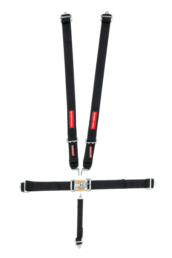 Harness, 5 Point, Latch and Link, SFI 16.1, 80 in Length, Pull Down Adjust, Bolt-On, Harness, Black, Kit
