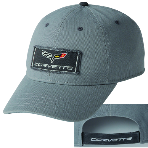 C6 Corvette C6 Flag Logo Cap, Hat - Charcoal Frayed Patch