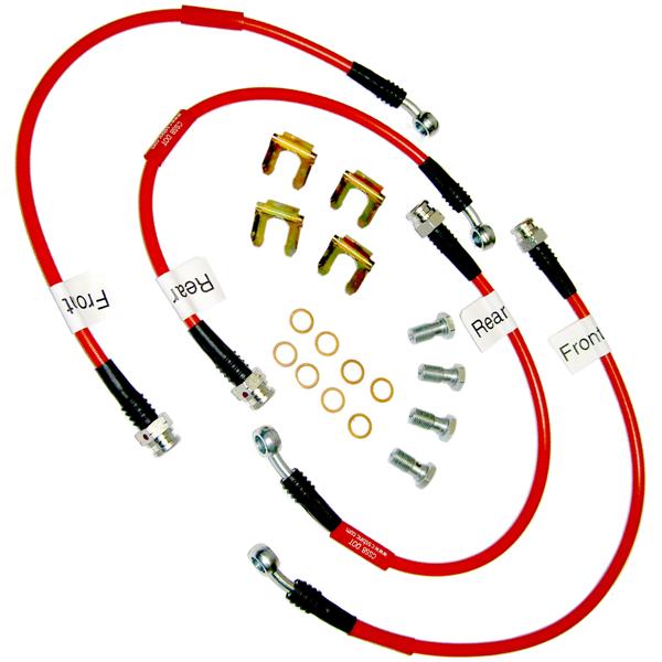 C6 Corvette SS Brake Line Kit, Braided Stainless Steel with Red Cover