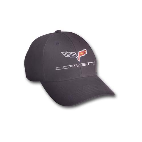C6 Corvette C6 Flag Logo Cap, Hat - Black Chino Twill